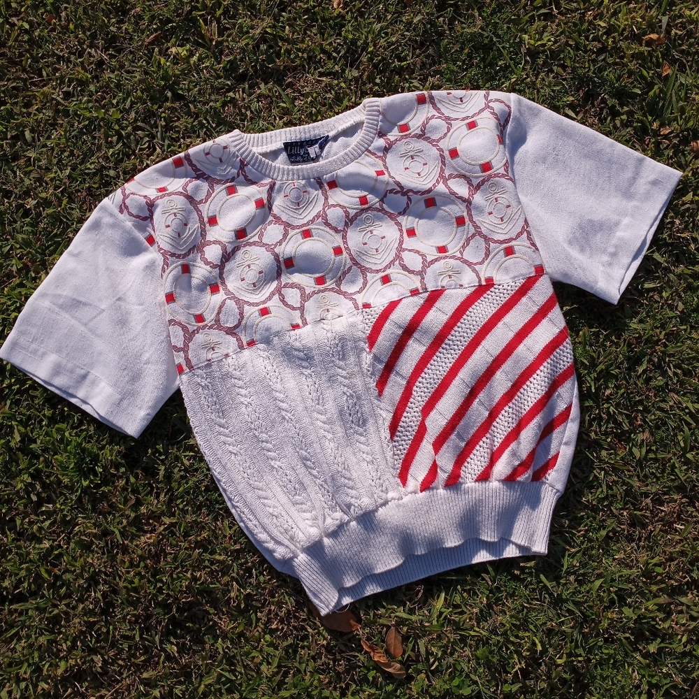 Vintage 80s linen knit shirt